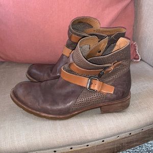 Brown leather boots